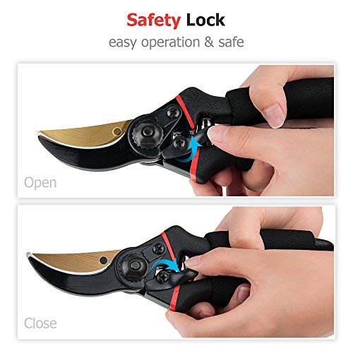 Professional Sharp Bypass Pruning Shears,Pruning Shears Garden Bypass Pruners and Ergonomic Fruit Tree Flower Cutter Grafting Garden Scissors - Thumbnail 4