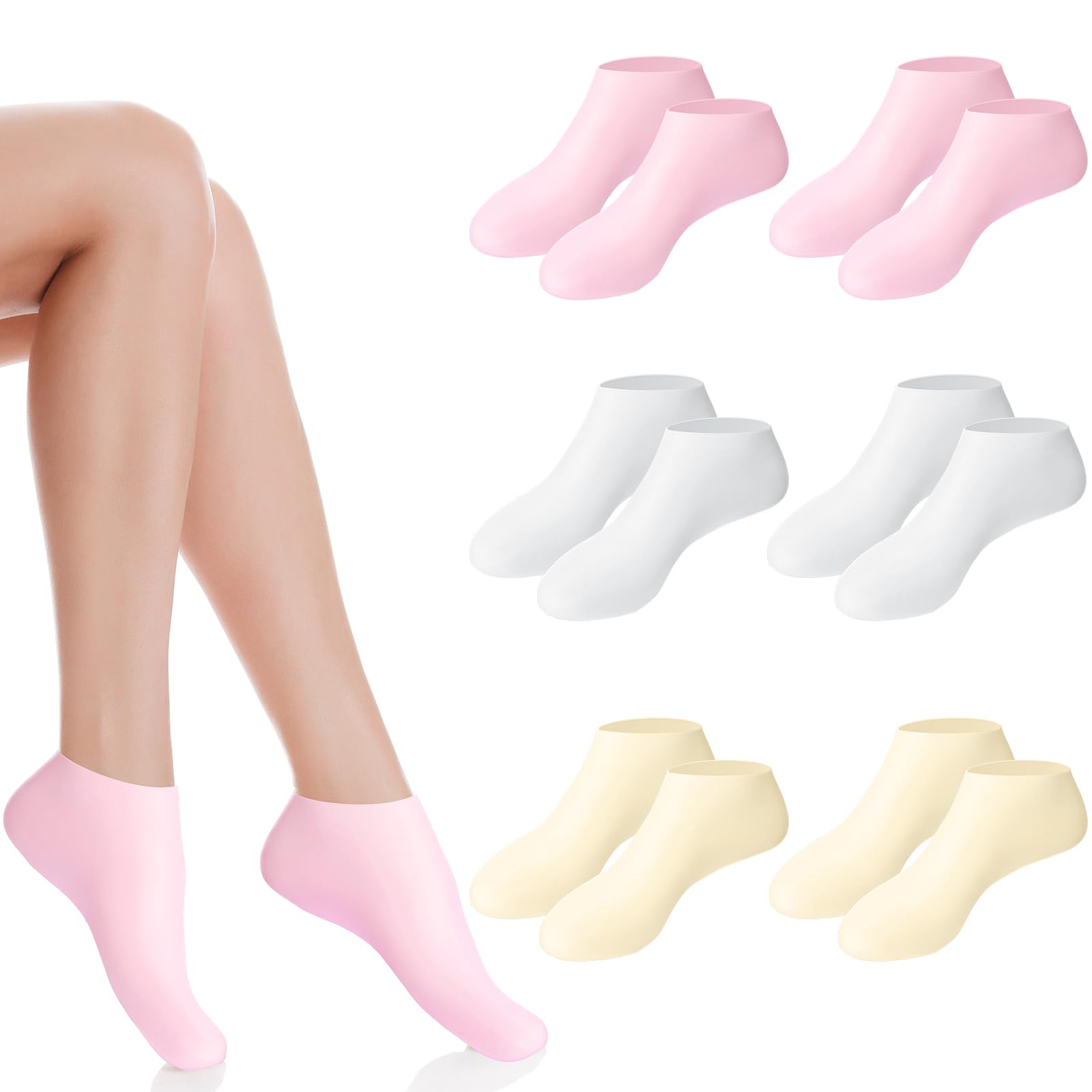 Photo 1 of XANGNIER 6 Pairs Silicone Socks for Dry Cracked Feet Women,Moisturizing Foot Mask Exfoliating Silicone Socks,Foot Spa Gel Socks for Cracked Heels,Softening Rough Skin and After Pedicure Care