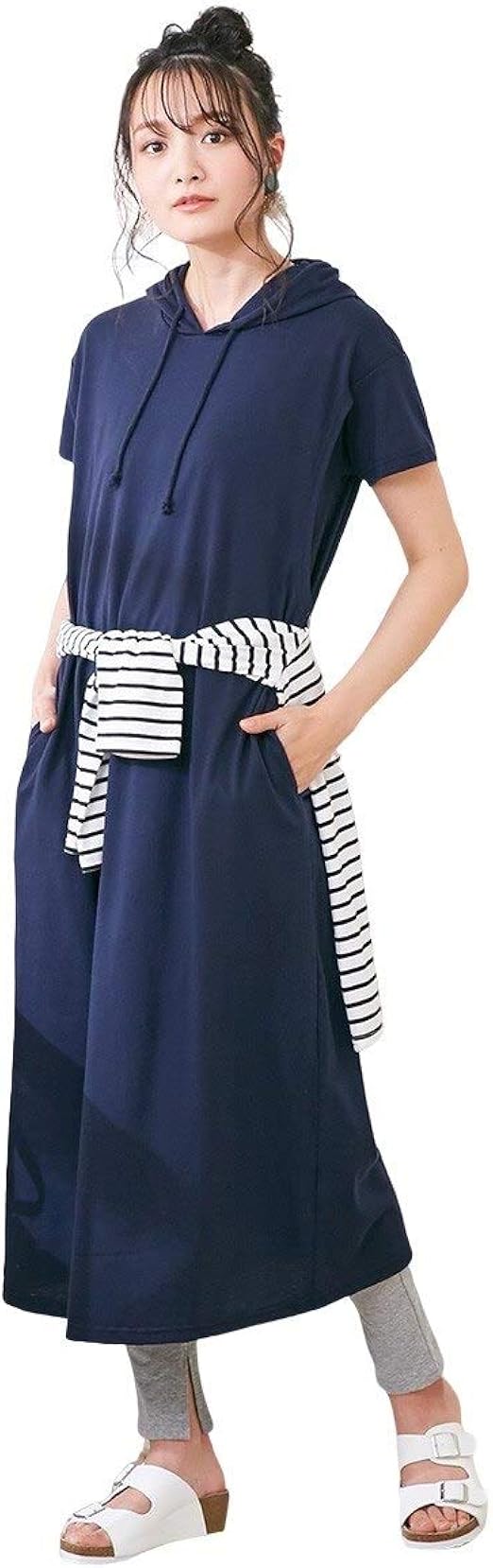 Amazon Co Jp Nissen ニッセン ワンピース チュニック きれいめ 産前 産後 授乳服 ゆったりマタニティマキシ丈パーカー ワンピース 服 ファッション小物