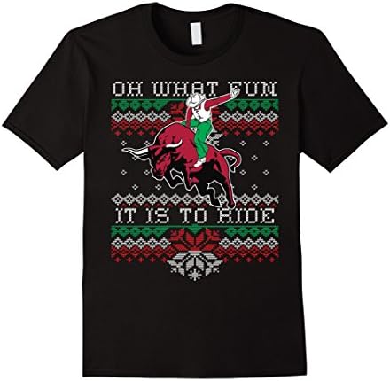 Mens Christmas Bull Riding Evolution T Shirt - Funny Bull Rider Medium Black
