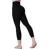 Sunzel Sustainable Butt Lifting Capri Leggings for Women High Waist No Front Seam Tummy Control Booty Workout Yoga Pants 23" Black X-Large