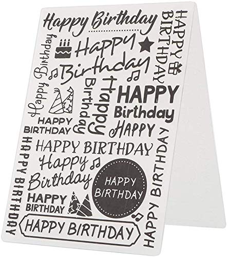 HEEPDD Embossing Folder, Happy Birthday Transparent Seal Template DIY Craft for Scrapbook Finished Stamp Photo Album Decor Embossing Folder for Card Making