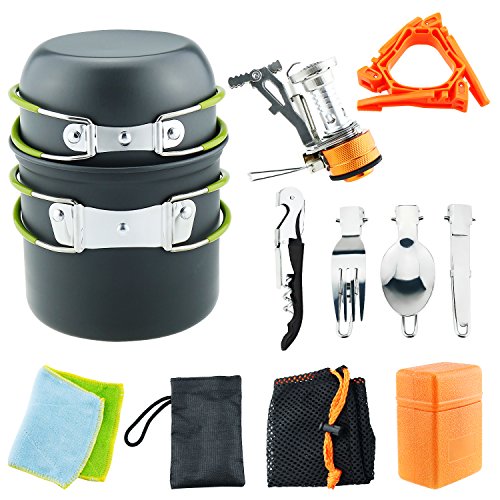 Samyoung 12pcs camping cookware stoves canister stand t…