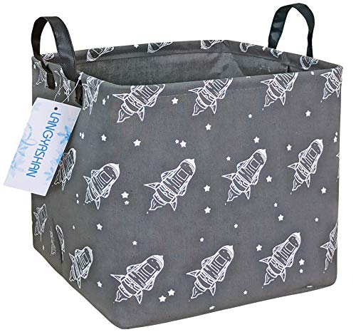 LANGYASHAN Square Storage Baskets Waterproof Canvas Children Laundry Nursery Hamper for Shelves Gift Baskets Toy…