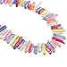 rockcloud Natural Rock Crystal Points Titanium Coated Clear Quartz Sticks Spikes Top Drilled 15 inch Strand,Colorful