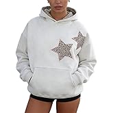 heyheyshine Star Graphic Hoodies Oversized Y2k Leopard Print Hooded Sweatshirt Cheetah Hoodie Streetwear Unisex Pullover Tops