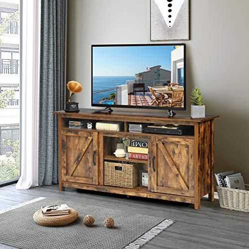 Tangkula Industrial TV Stand with Barn Doors for TVs up to 65 Inches