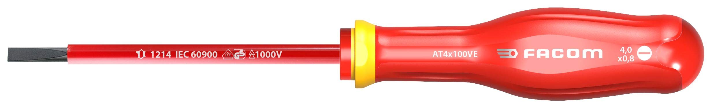 Facom AT4X100VE PROTWIST® Insulated Screwdrivers 1000 Volts for Slotted Screws
