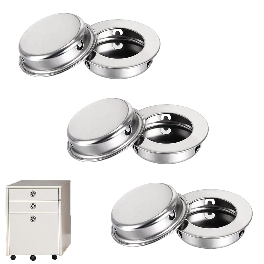 RXKFIGX 6 PCS Recessed Round Handles Embedded Handle Recessed Invisible Sliding Door Pull Handles Round Flush Sliding Pull for Furniture Cupboard Wardrobe Cabinet Door Home Decoration