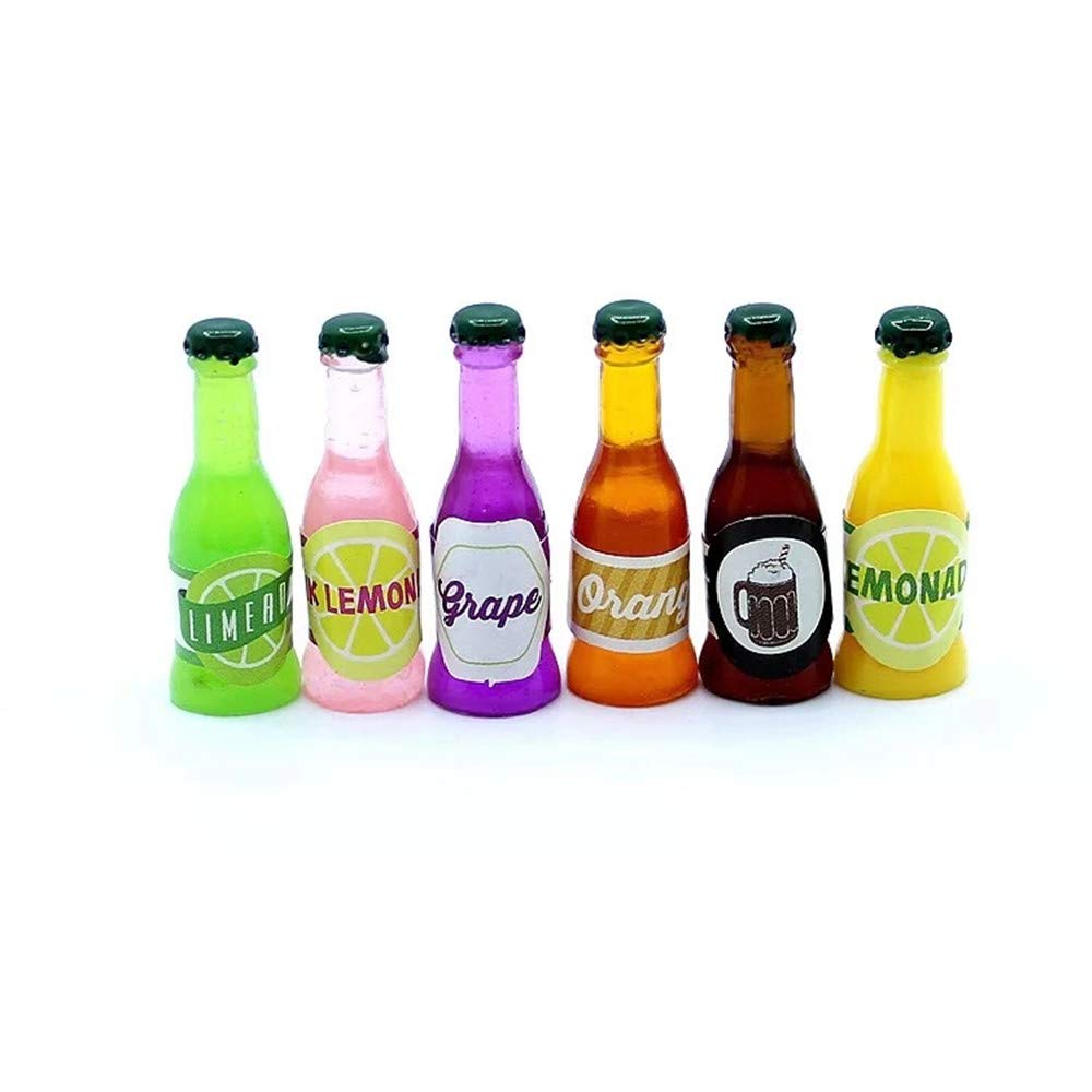 Miniature Dollhouse Accessories 6PCS Drink Bottles for Dollhouse Kitchen Decoration
