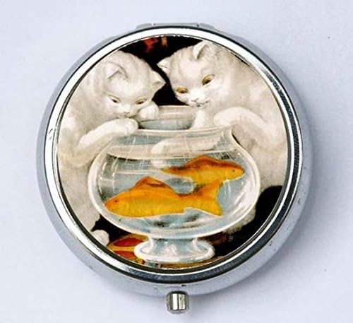 Cats Kittens fish bowl Pill Case pillbox holder box