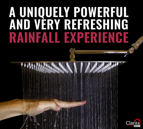 12 Inch Rainfall Shower Head - 12" Square, Stainless Steel Chrome, The Extra Large Showerhead Pumps High Pressure Rain Fall For A Powerful Rainforest Waterfall Feeling