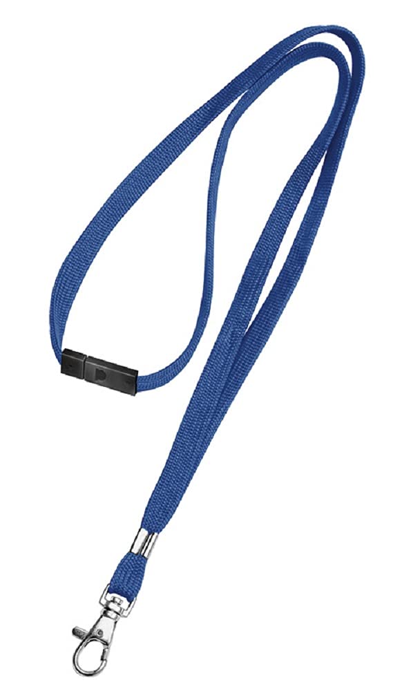 VELOFLEX 2023010 Neck Strap with Carabiner Hook and Safety Clasp, Blue Lanyard, Pack of 10