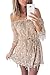 Simplee Apparel Women's Off Shoulder Slash Neck Tassel Sequin Party Mini Dress Gold