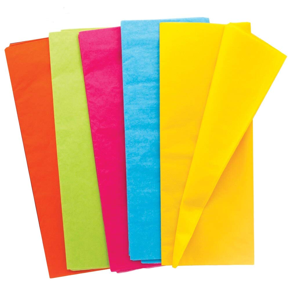 Baker Ross FE486 Neon Tissue Paper - Pack of 24, Coloured Art Supplies for Kids Craft Making Activities