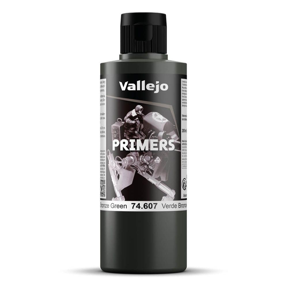 Vallejo Acrylic Primer Bronze Green, Fast-Drying 200ml for Airbrush, Ideal for Modeling and Miniatures