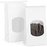 BagDream Bakery Bags with Window Kraft Paper Bags 50Pcs 3.54x2.36x6.7 Inches Tin Tie Tab Lock Bags White Window Bags Cookie B