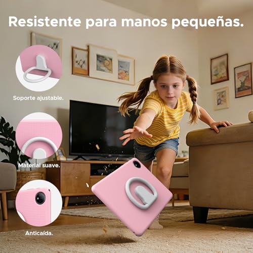 Luzglo P10 Kid Tablet 10 Inch, Android 16 Tablets, Gemini AI, 90Hz, 32GB RAM+64GB ROM, 7000mAH, 5G WiFi, Face ID, OTG, GPS, Tablet with Pencil, Tablet for 7-10 Years, Pink