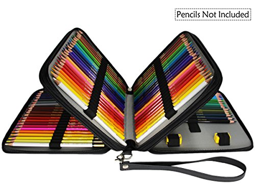Miraclekoo 120 Slots PU Leather Pencil Holder Pencil Case Large Capacity Multi-layer Pencil Bag (BLACK)