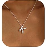 Ewrkbrㅤ Initial Necklaces for Women, 14k Gold Plated Bubble Letter Necklace Chunky Gold Necklace Dainty Charm Initial Necklaces for Women Trendy Custom Preppy Stocking Stuff Necklace Christmas Gifts