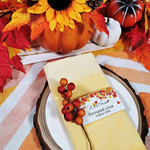 Supla 100 Pcs Fall Wedding Place Cards Escort Cards Maple Leaves Tented Place Cards Guest Table Seating Name Cards Number Cards Buffet Cards 3.5" X 2" for Thanksgiving Autumn Shower Table Setting