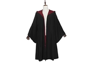 YLYGJGL Magician Themed Hooded Cloak Adult Teens, Black Wizard Robes Men Women,Halloween Movie Role Play Costume