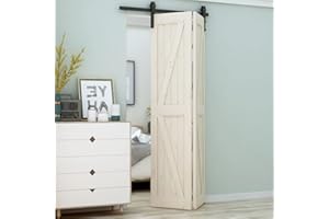 LTIYITL 4FT Bi-Folding Sliding Barn Door Hardware,Smoothly and Quietly-Heavy Duty -Simple and Easy to Install for 2 Doors Hardware Kit,Basic"J"[No Door ]