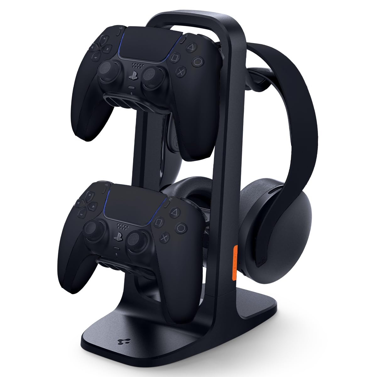 Spigen Gaming Controller and Headset Stand for PlayStation, Xbox, Nintendo Switch 2, Razer, Gaming Headphones and Headsets, Universal Desk Stand Mount, 2 Tiers with Storage Cable Organizer - Black