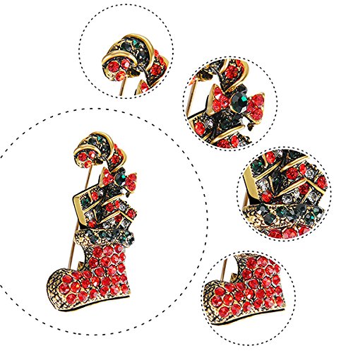 Rurah Christmas Stocking Boot Pin Brooch Xmas Gift Gold Xmas Decoration - Image 5