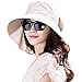 Womens Wide Brim Summer Sun Flap Bill Cap Cotton Hat Neck Cover UPF 50+ Beige
