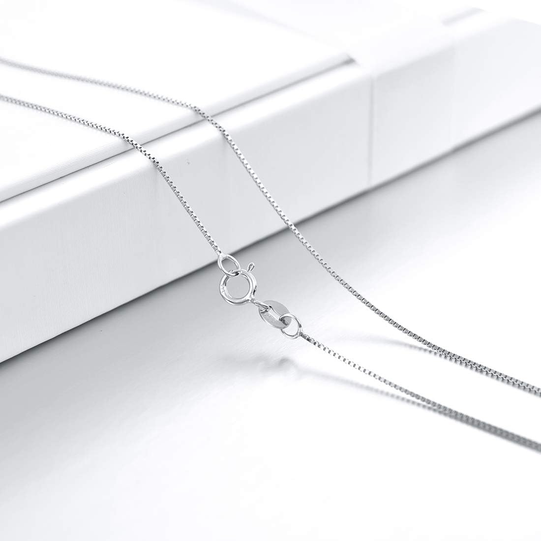 DALARAN Silver Chain for Women 16 Inch Sterling Silver Box Chain Necklaces 40cm, 16 inch / 40 cm - Image 3
