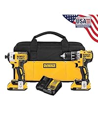 Combo de destornillador de impacto y taladro compacto DEWALT DCK283D2 MAX XR sin escobillas de iones de litio, de 20 Voltios.