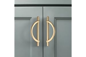 Amerdeco 10 Pack Brushed Gold Cabinet Pulls 5 Inch(128MM) Hole Centers Kitchen Cabinet Handles Hardware Kitchen Handles for Cabinets Cupboard Handles Drawer Pulls