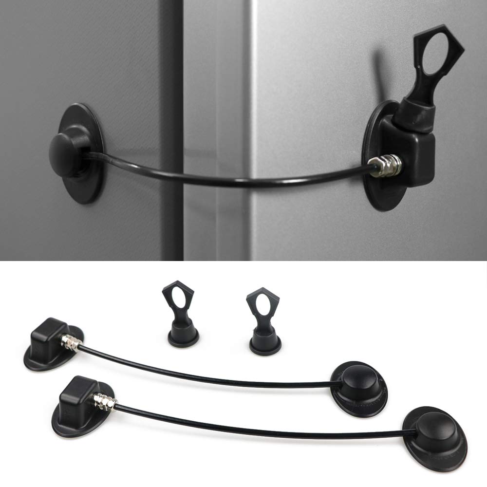 Photo 1 of 2 Pack Refrigerator Lock with Magnetic, Child Safety Locks, Fridge Freezer Door Lock, for Cabinet Drawer, Convenient - Black