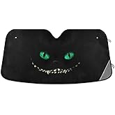 Black Pattern Car Windshield, Smile of Evil Sun Shield Visor Protector Foldable, Keep Vehicle Cool Protect Your Car from Sun Heat Glare Best UV Ray