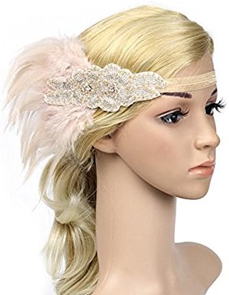 Retro Fashion 1920s Headband Roaring 20s Feather Hair Band Cocktail Party Girls Women Fascinator
