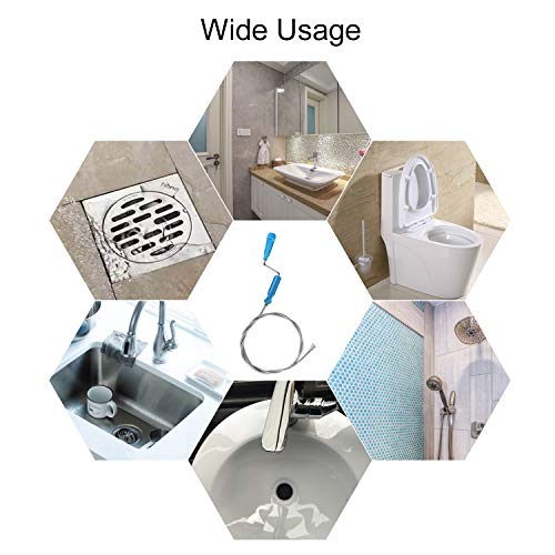 Huishang Drain Snake Drain Clog Remover,1.8m/5.9ft Flexible Metal Spring Sink Snake Drain Hair Catcher Auger Drain for Bathroom Tub, Toilet, Sink and Kitchen - Thumbnail 4