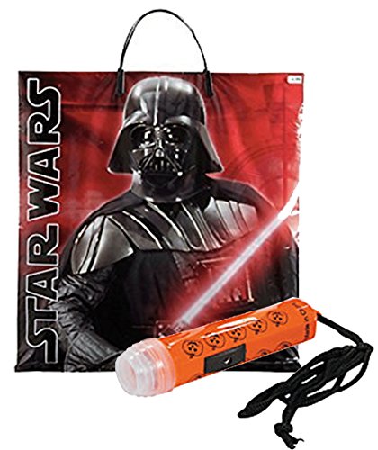 Star Wars "Darth Vadar" Happy Halloween Trick or Treat Candy Loot Bag!! Plus Bonus "Safety First" Mini Halloween Flashlight Necklace!