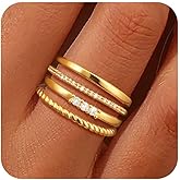 FAONDU Gold Rings for Women Stackable Rings Dainty Thin Non Tarnish Rings 14k Gold Plated Trendy CZ Ring Set Thumb Knuckle Rings Engagement Band Rings Jewelry Size 6 7 8 9 10