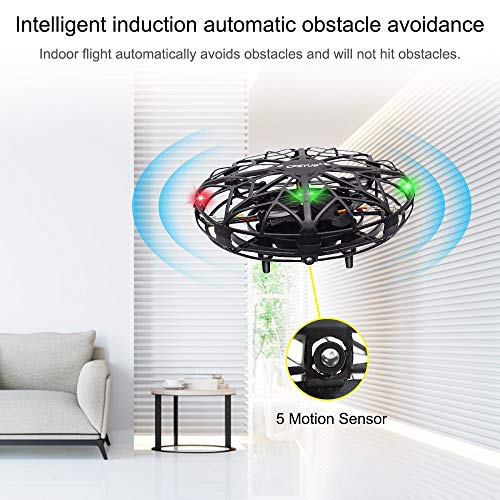 Hand Drones for Kids or Adults, CPSYUB Kids Drone with 3 LED, Latest Mini Drone Helicopter with 5 Sensors, Flying Ball Drone, Toys for 4 5 6 7 8 9 10 11 12 Year Old Boys and Girls (Black, with Remote) - Thumbnail 2