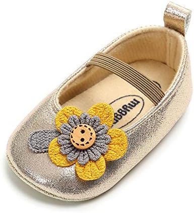Antheron Baby Girls Mary Jane Flats Soft Sole Infant Moccasins Floral Sparkly Toddler Princess Dress Shoes