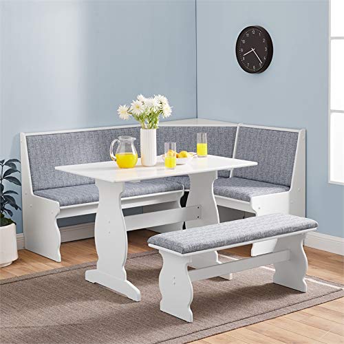 Riverbay Patio Conversation Indoor 3 Piece Kitchen Corner Nook Table Booth Bench Breakfast