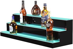 MESAILUP LED Lighted Liquor Bottle Display Shelf 40 Inch 3 Step, Detachable Bar Liquor Bottle Shelf Commercial Lighting Shelves with Remote Control(3 Tier, 40 inch)