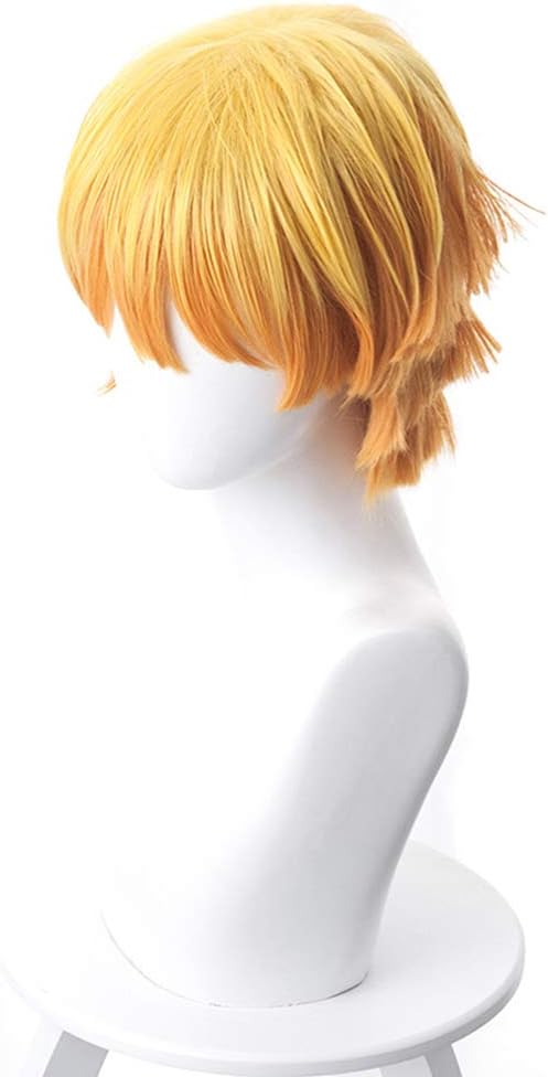 鬼滅の刃 きめつのやいば 我妻善逸 あがつまぜんいつ かつら コスプレ ウィッグネット付属