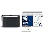 Tork Xpress Paper Towel Dispenser and Tork Extra Soft Multifold Hand Towel White with Blue Leaf Print