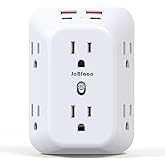 Multi Plug Socket, Surge Protector, 6-Port Extender with 4 USB Ports (2 USB A, 2 USB C), 4-Pack Power Board, Wall Plug Adapte
