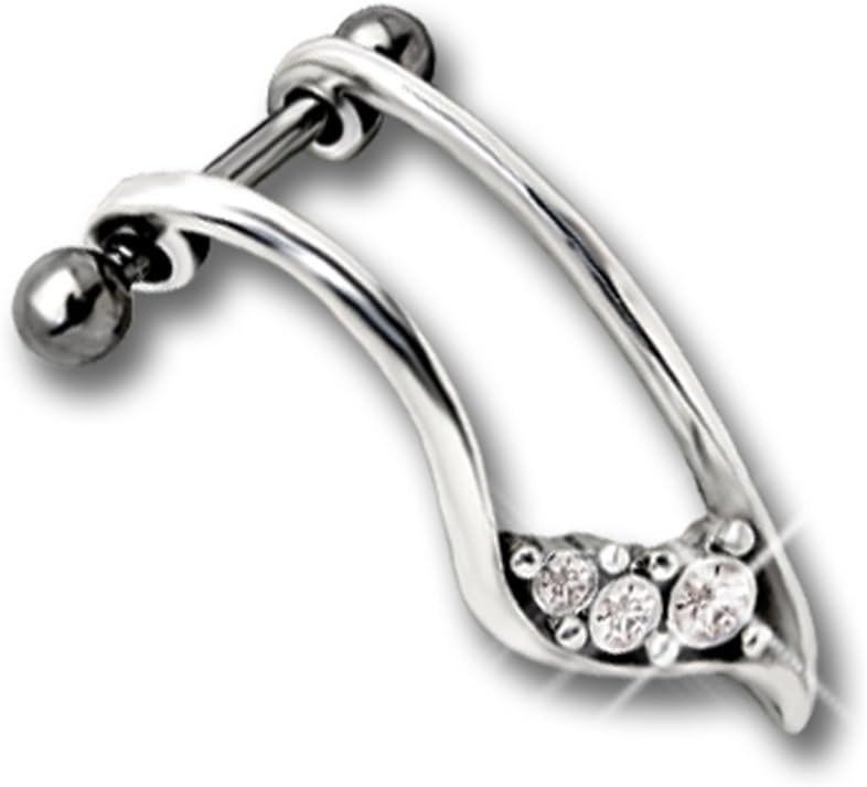 International Connection Tip Earrings for Right Ear Helix Piercing with Clear Crystals –
