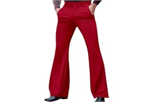 OIANGI 70s Disco Pants for Men Bell Bottom Dress Pants Stylish Dancing Stage Performance Flat Front Stretch Party Trousers