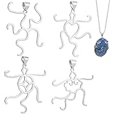 PH PandaHall 4pcs Silver Pendant Blanks, 18K Gold Adjustable Pendant Blank Brass Charm Base Setting Claw Prong Pendants Blanks for DIY Women Gemstone Setting Handmade Necklace Jewelry Making