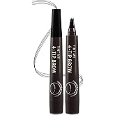 QUEMISS Eyebrow Pen Microblading 4 Fork Tip Eyebrow Pencil Creates Lasting MakeUp Professional Natural Brow Pen Cover Sparse Areas Daily Waterproof 3D Brow Pencil (05#Black)